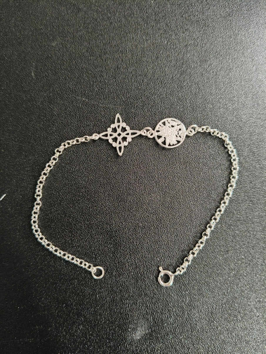 Pulsera doble protección Nudo de Brujas y Tetragramatón