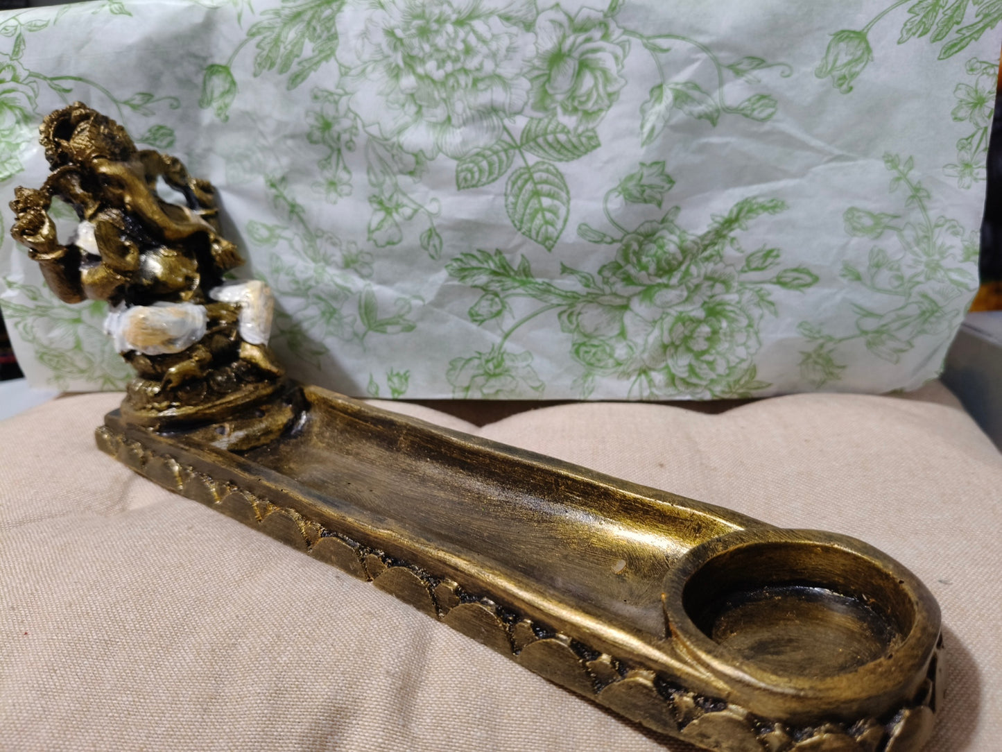 Porta inciensos+portavelas de cerámica Ganesha 01146