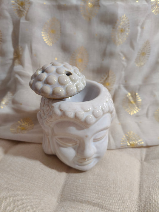Quemador cabeza buda blanca con tapa