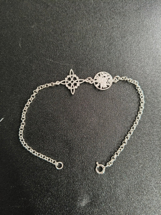 Pulsera doble protección Nudo de Brujas y Tetragramatón