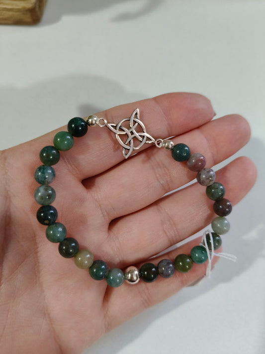 Pulsera Ágata musgosa de plata