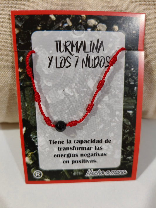 Pulsera de los 7 nudos con Turmalina
