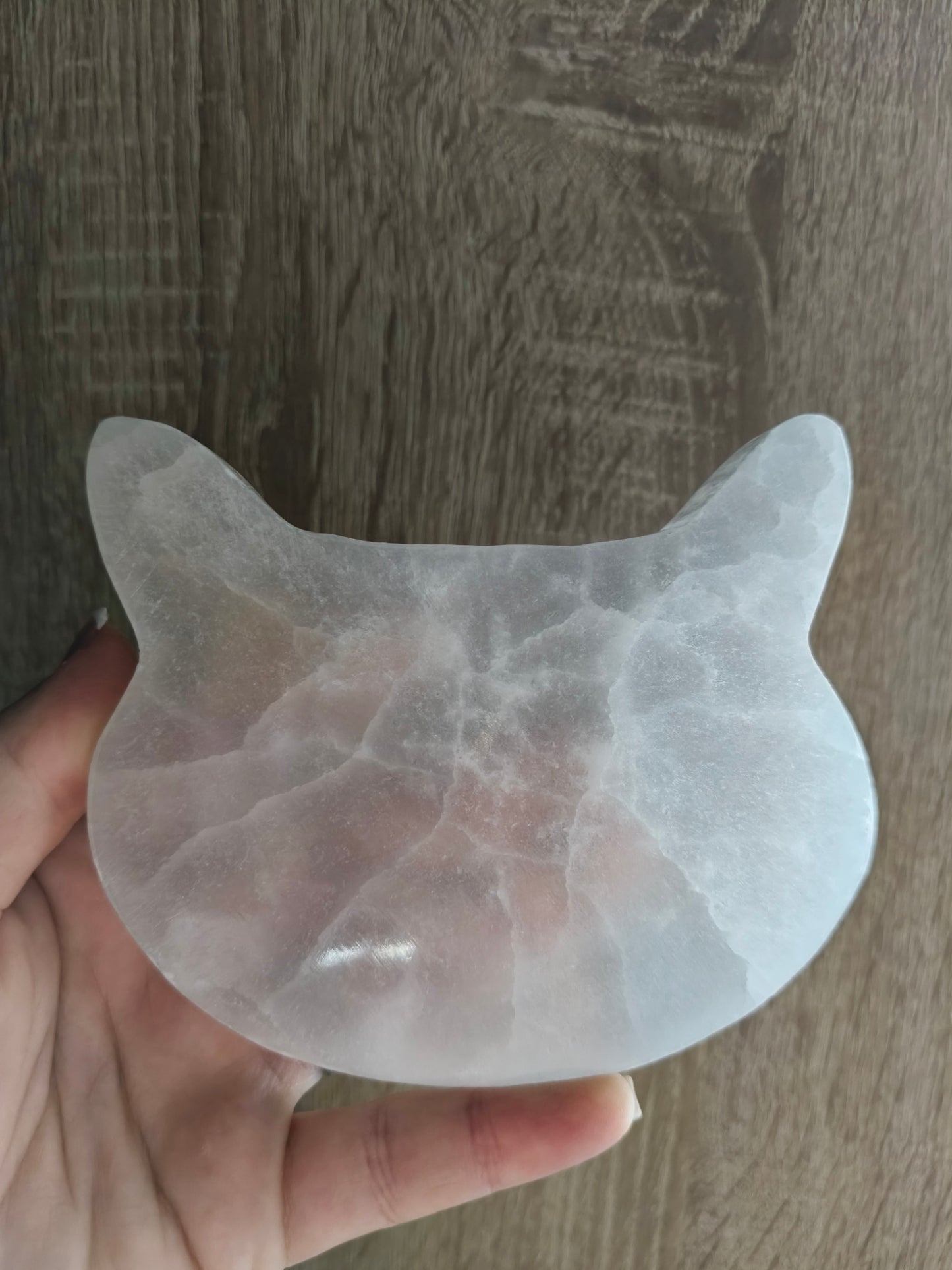 Placa de Selenita en forma de cabeza de Gato