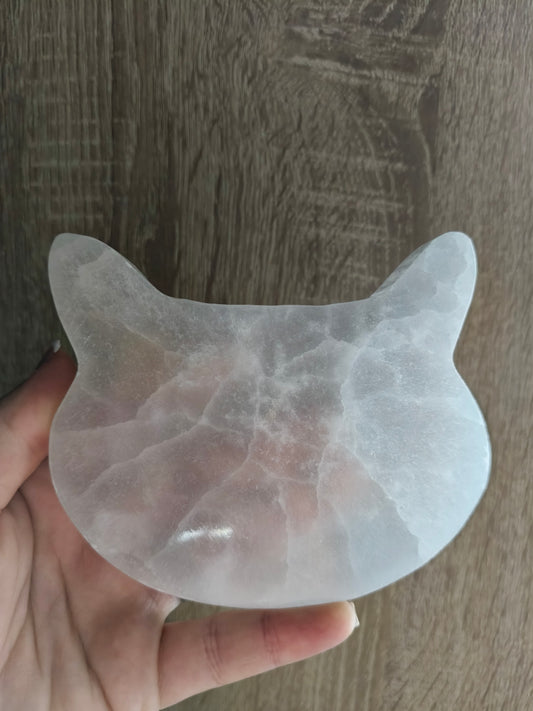 Placa de Selenita en forma de cabeza de Gato