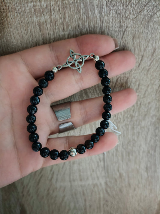 Pulsera Con el Nudo de Brujos con Obsidiana negra