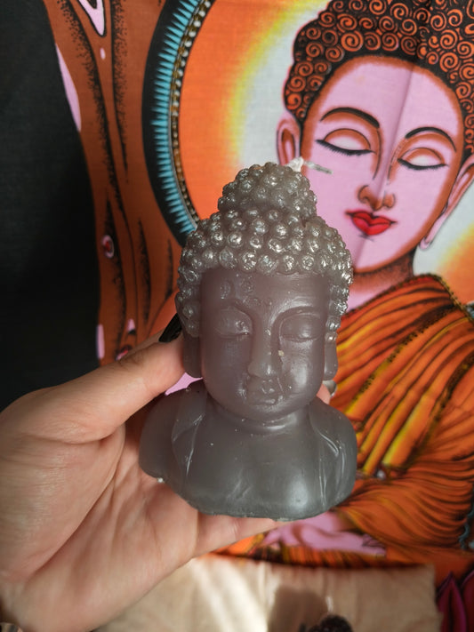 Vela cabeza de Buda gris 01279