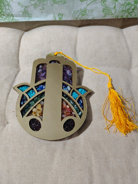 Mano de Fátima colgador con minerales 01252
